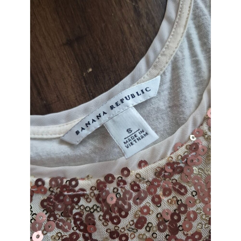 Banana Republic Womens Rose Gold Sequin Tank Top S - Picture 2 of 4